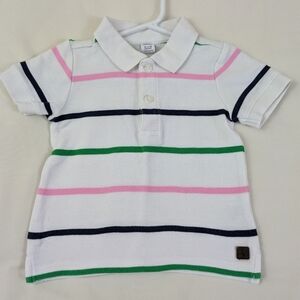 Janie & Jack White stripe Polo ~ 12/18 mo